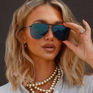 DIFF Eyewear Tahoe Trendy Oversized Aviator Sunglasses Polarized Gold  UNISEX